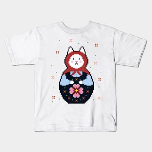 Matryoshkat with Flower Dress Kids T-Shirt